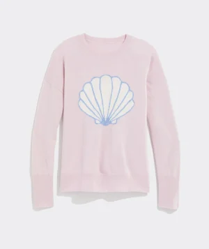 Vineyard Vines Hydrangea Intarsia Cashmere Crewneck Sweater Frost Discount