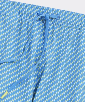Vineyard Vines 7 Inch Printed Chappy Swim Trunks Tri Geo Hull Blue New