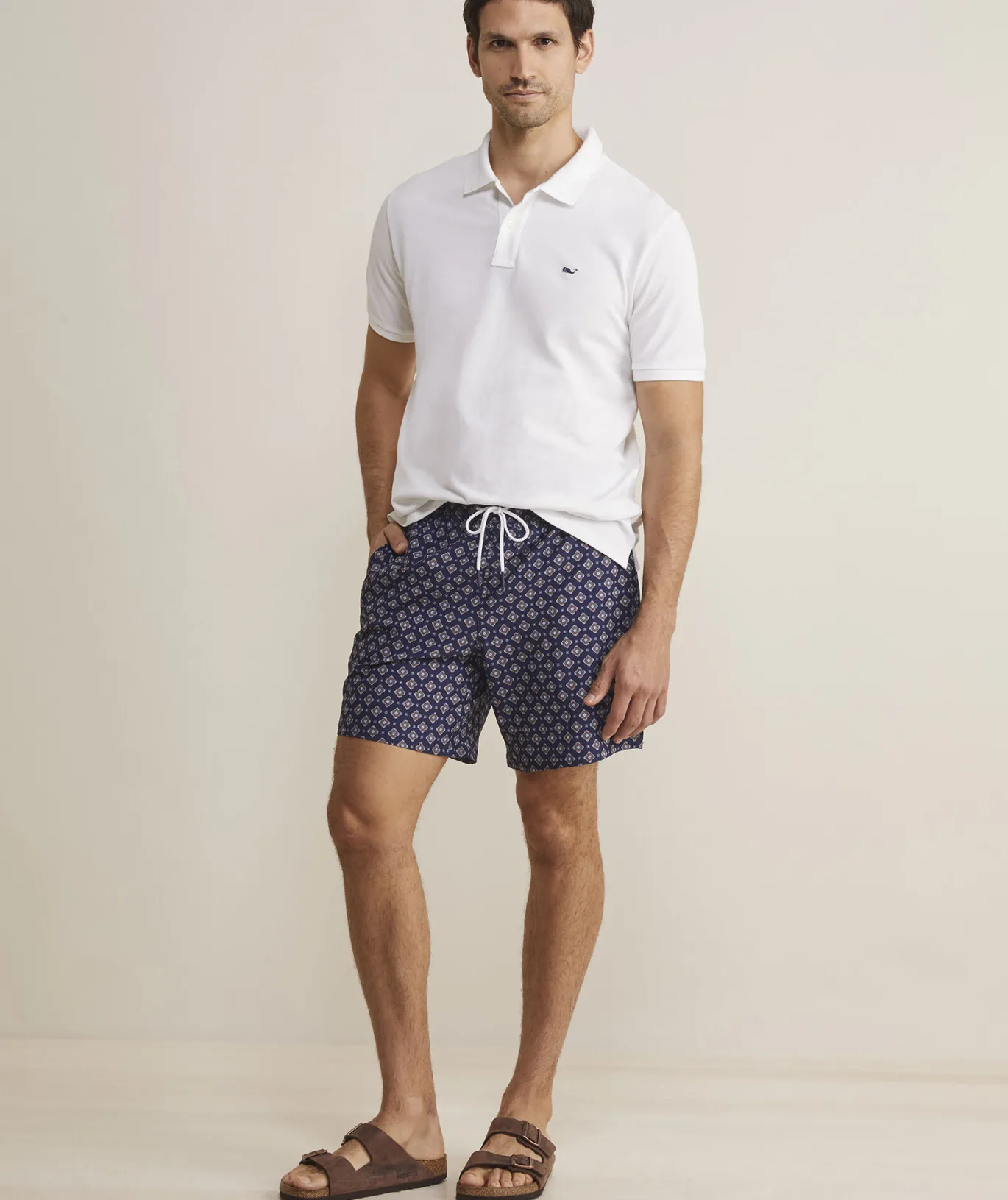 Vineyard Vines 7 Inch Printed Chappy Swim Trunks Foulard Naut Navy Outlet