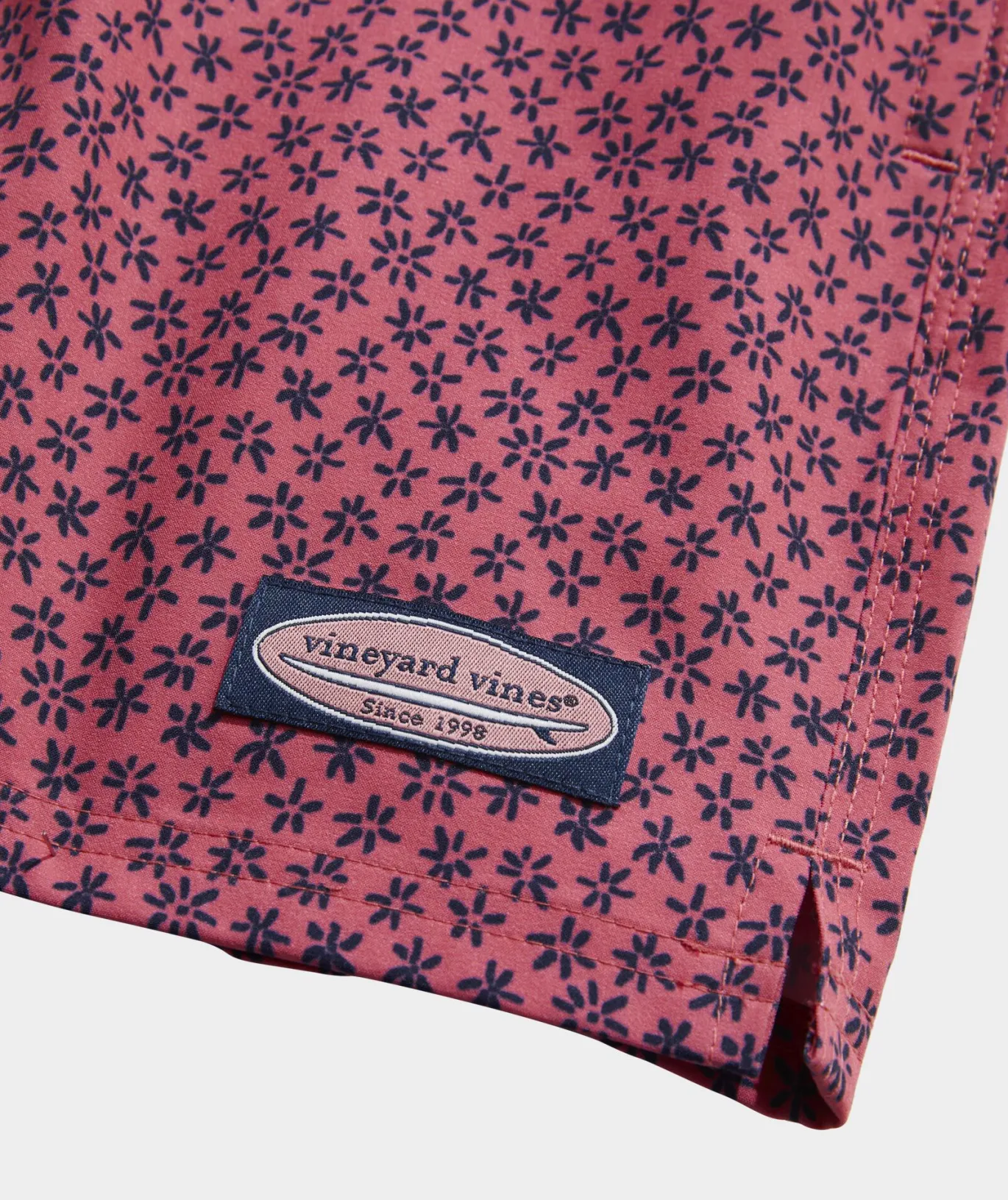 Vineyard Vines 5 Inch Printed Chappy Swim Trunks Flrl Micro Jetty Red New