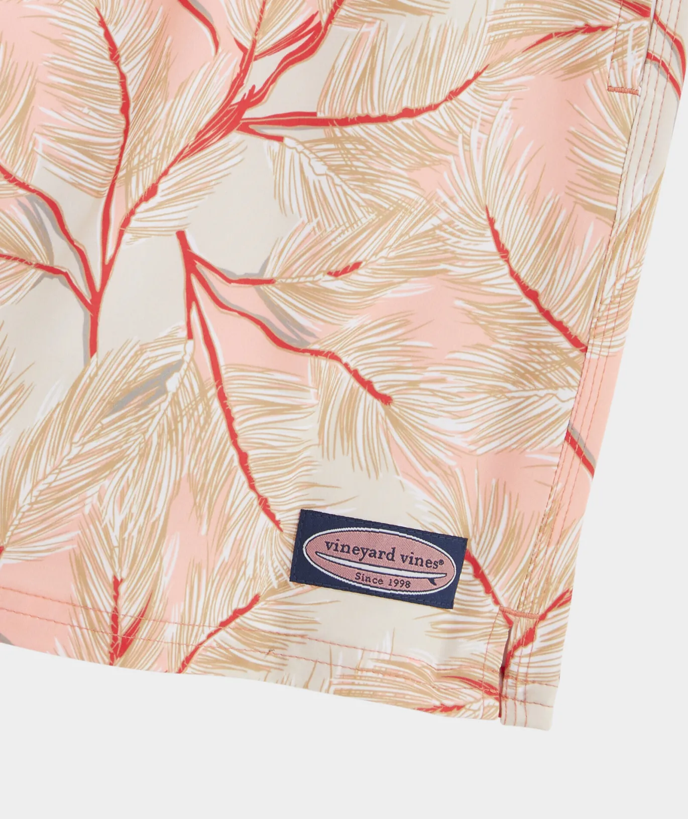 Vineyard Vines 7 Inch Printed Chappy Swim Trunks Pine Palms Pnk Blsh Best