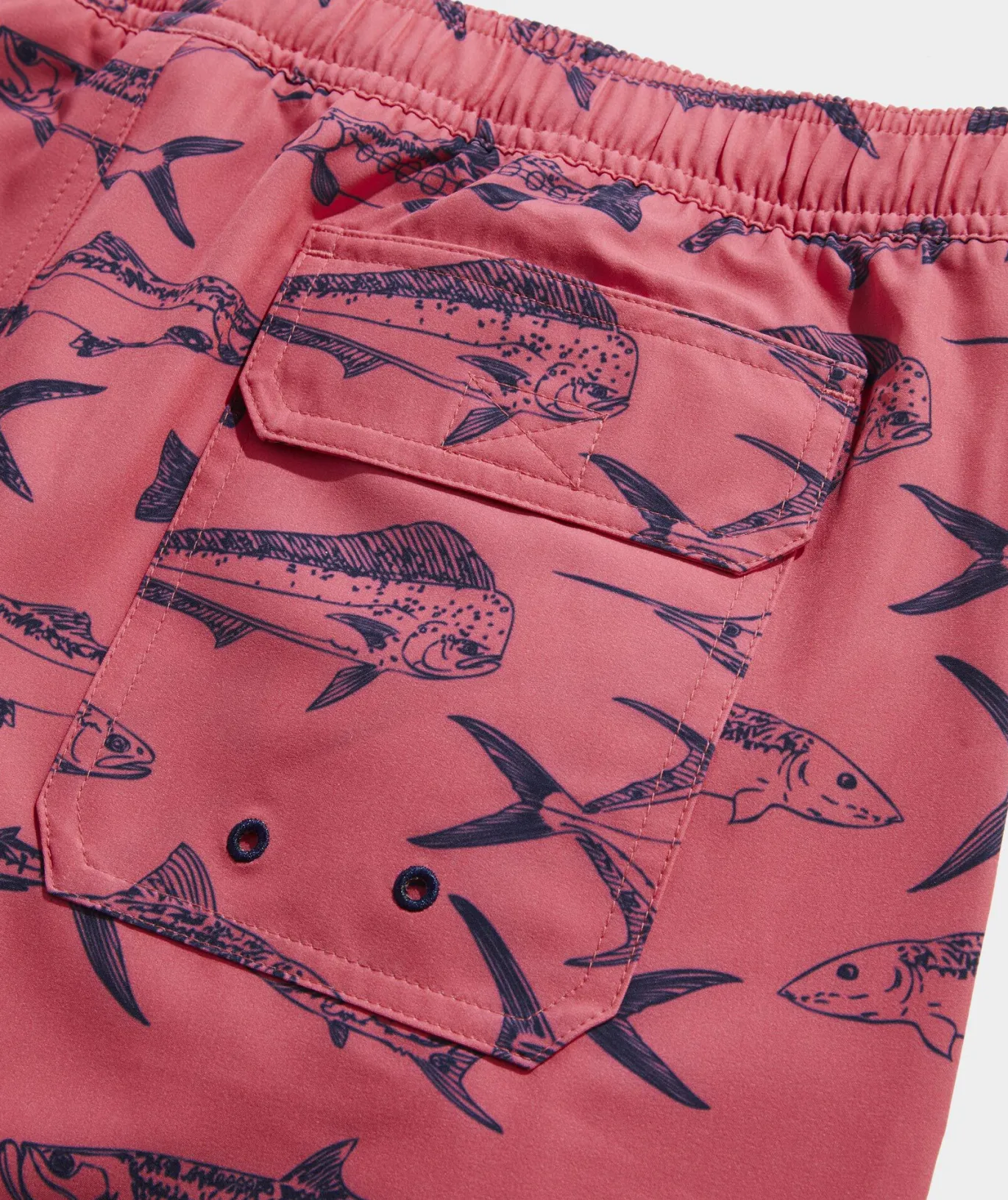 Vineyard Vines 5 Inch Printed Chappy Swim Trunks Outln Fish Jetty Red Online