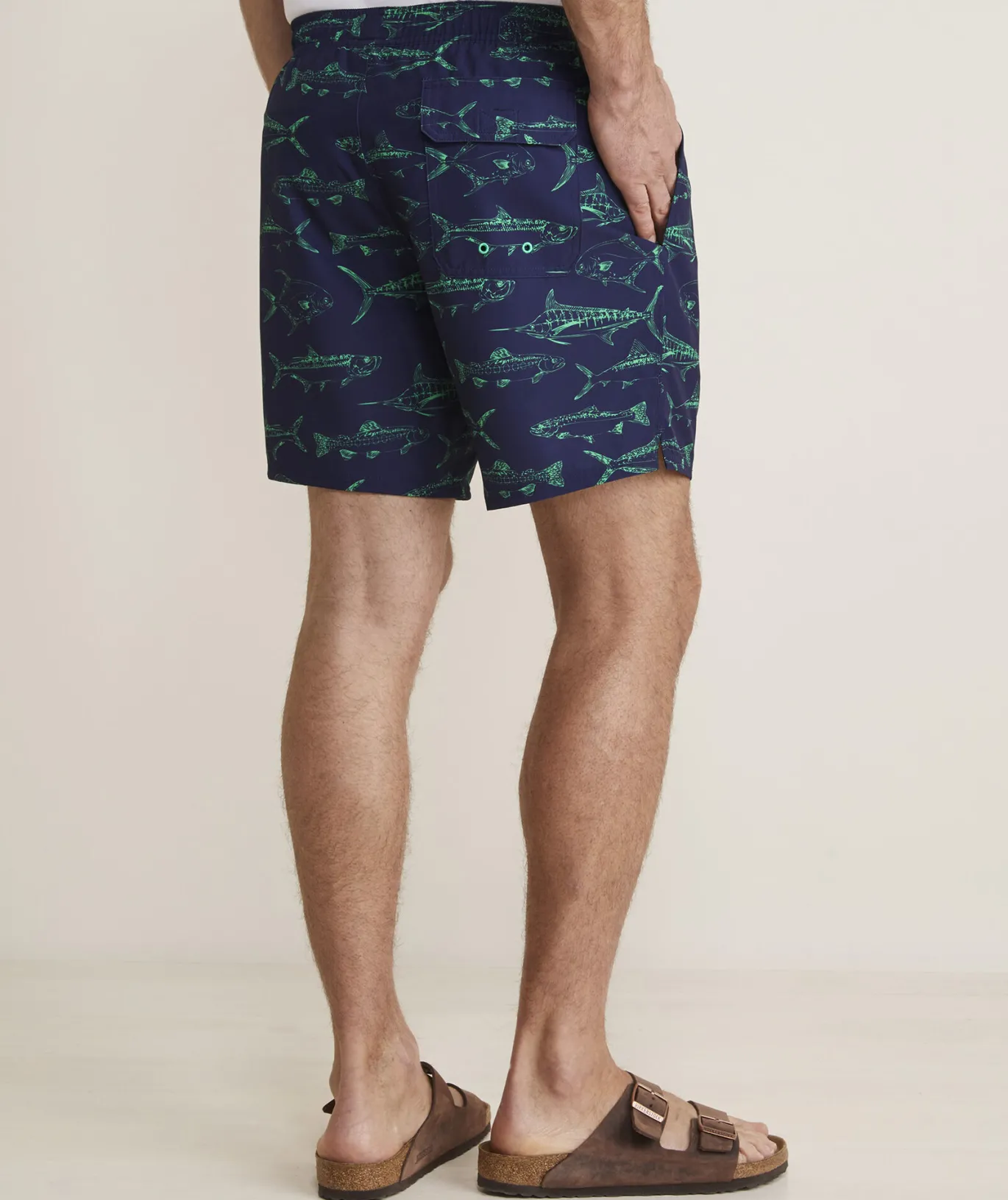 Vineyard Vines 7 Inch Printed Chappy Swim Trunks Outline Fish Navy Online