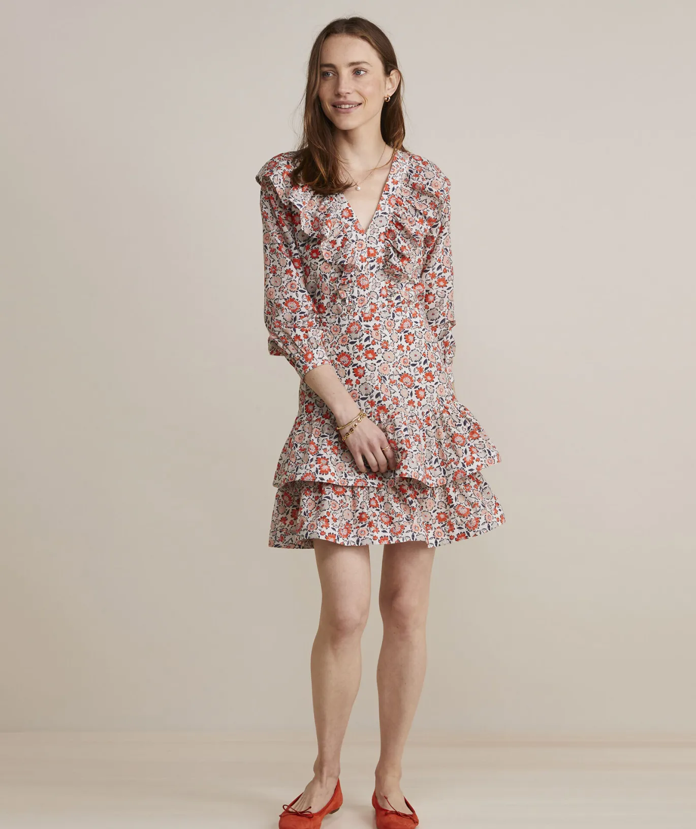Vineyard Vines Ivy League Floral Ruffle Dress Floral Multi - Stone Hot