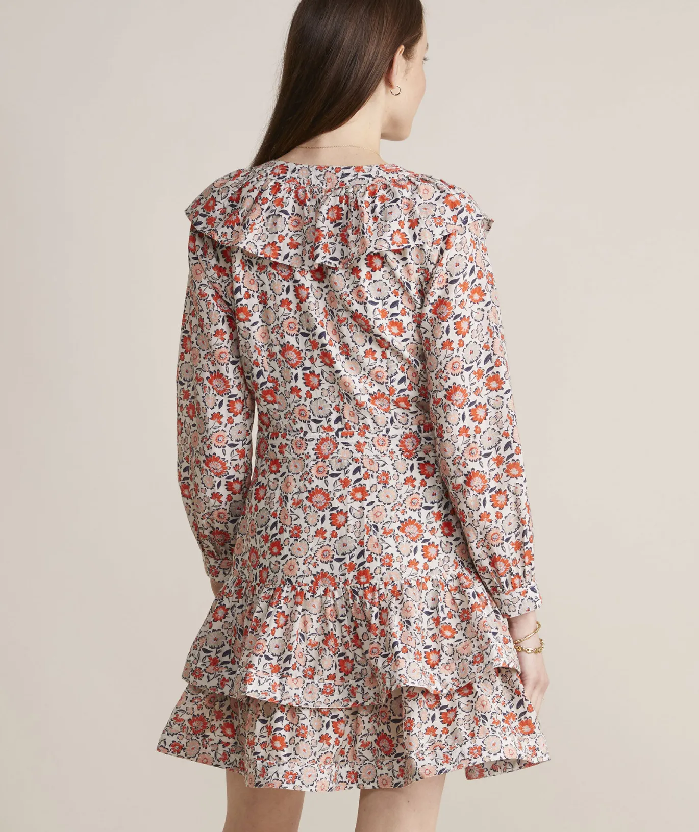 Vineyard Vines Ivy League Floral Ruffle Dress Floral Multi - Stone Hot