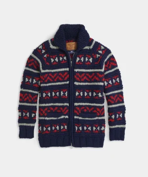 Vineyard Vines Kanata Hand Knit Wool Cowichan Nautical Navy Cheap