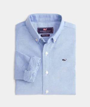 Vineyard Vines Kids' Oxford Solid Shirt White Cap Flash Sale