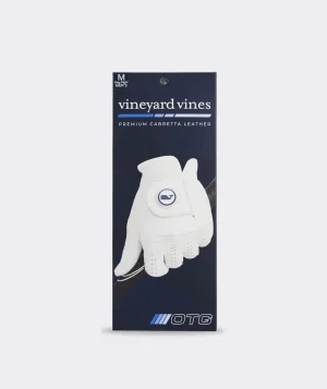 Vineyard Vines Leather Whale Dot Golf Glove Right Hand White Cap Clearance