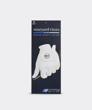 Vineyard Vines Leather Whale Dot Golf Glove Left Hand White Cap Best