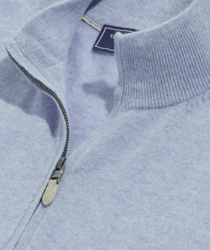 Vineyard Vines Lightweight Cashmere Quarter-Zip Jake Blue Heather Hot