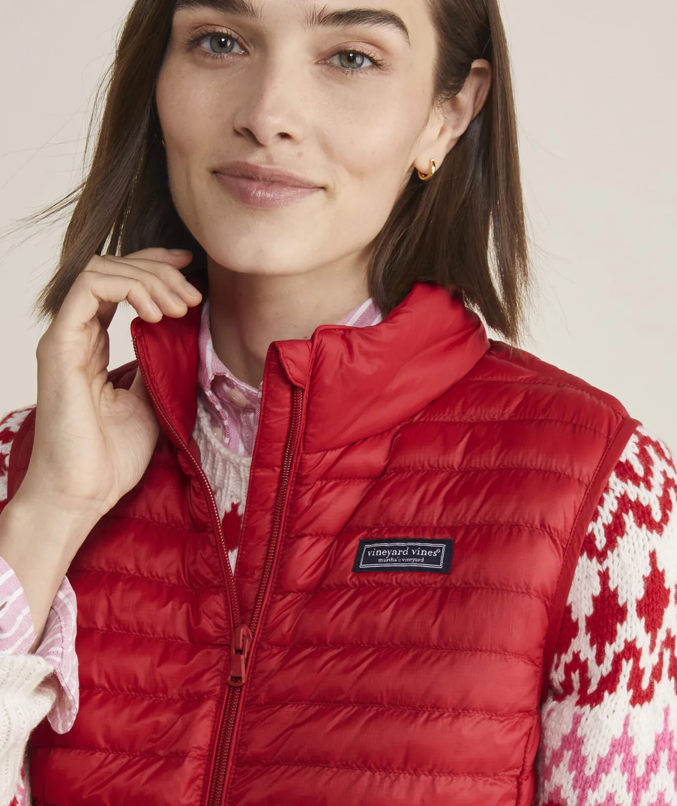 Vineyard Vines Lightweight Packable Puffer Vest Rhododendron New