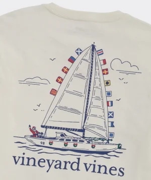 Vineyard Vines Merry Christmas Burgees Long-Sleeve Tee Marshmallow Fashion