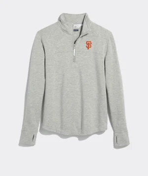 Vineyard Vines Milwaukee Brewers Mountain Sweater Fleece Vest Grey Heather Cheap