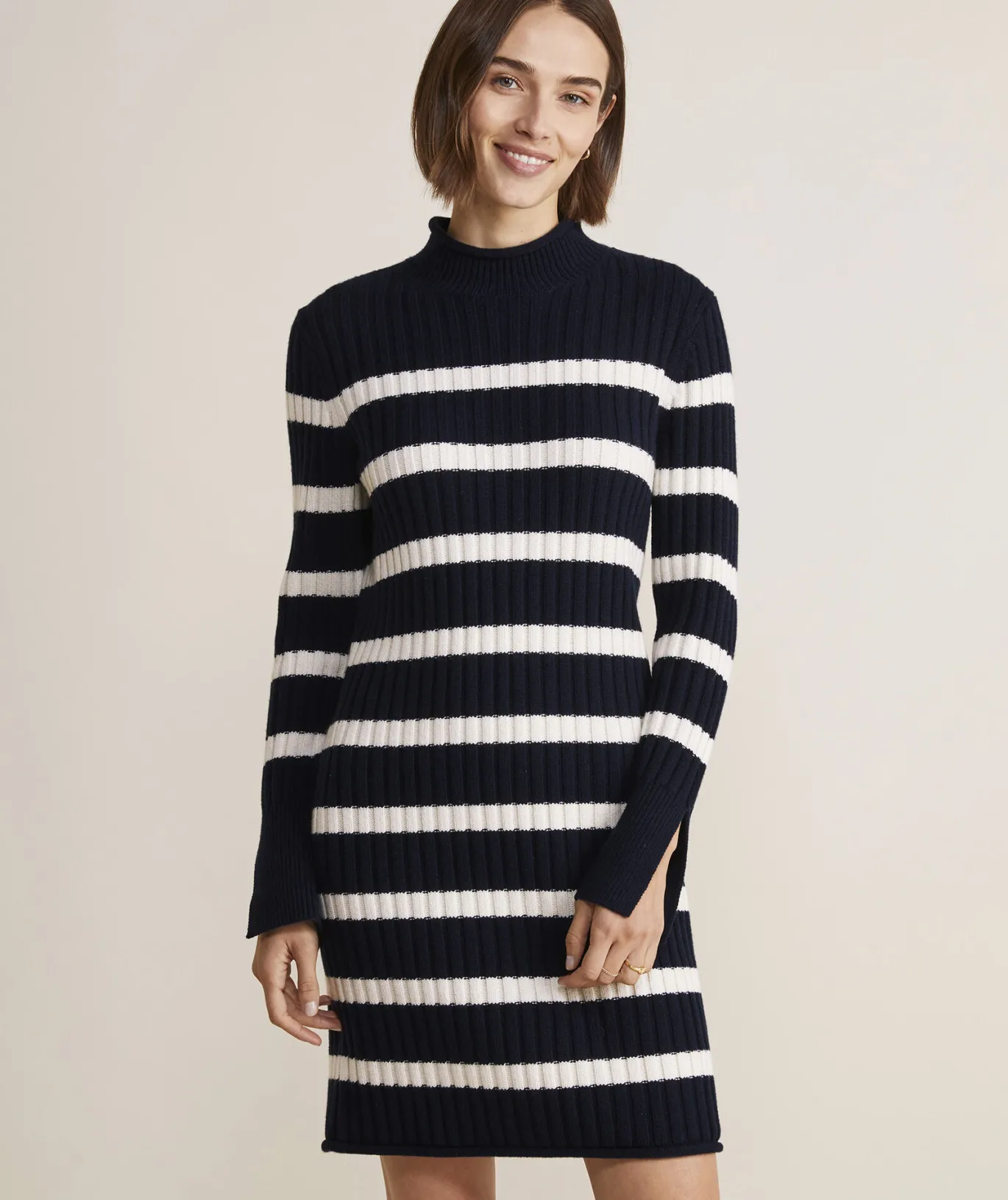 Vineyard Vines Mockneck Sweater Dress Charcoal Heather Outlet