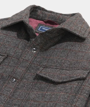 Vineyard Vines On-The-Go Insulated Shirt Jacket Plaid Heather Grey Sale