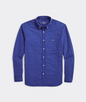 Vineyard Vines On-The-Go Nylon Gingham Shirt Ging Nautical Navy Cheap