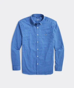 Vineyard Vines On-The-Go Nylon Gingham Shirt Gingham Aqua Ocean Hot