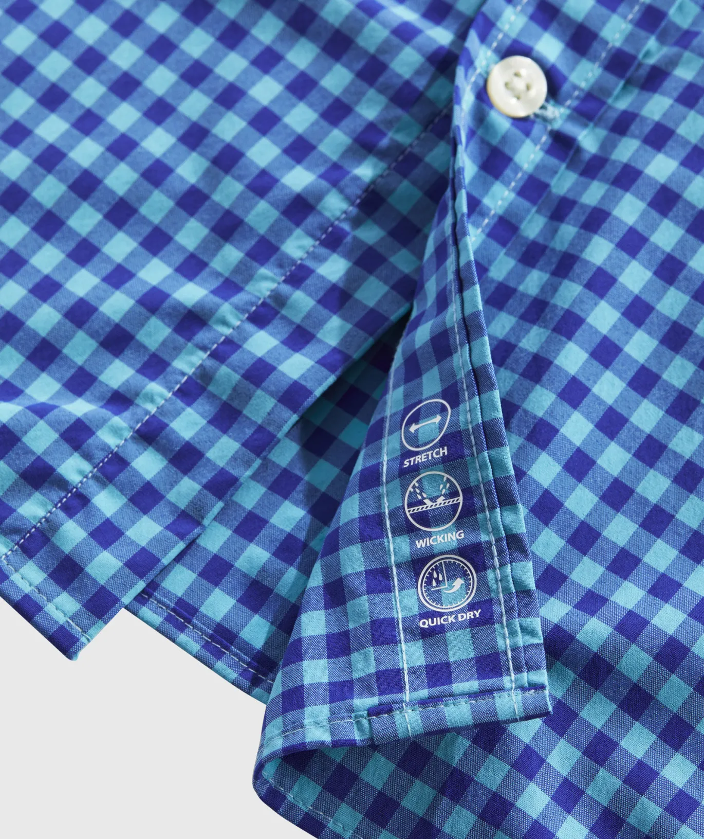 Vineyard Vines On-The-Go Nylon Gingham Shirt Gingham Aqua Ocean Hot