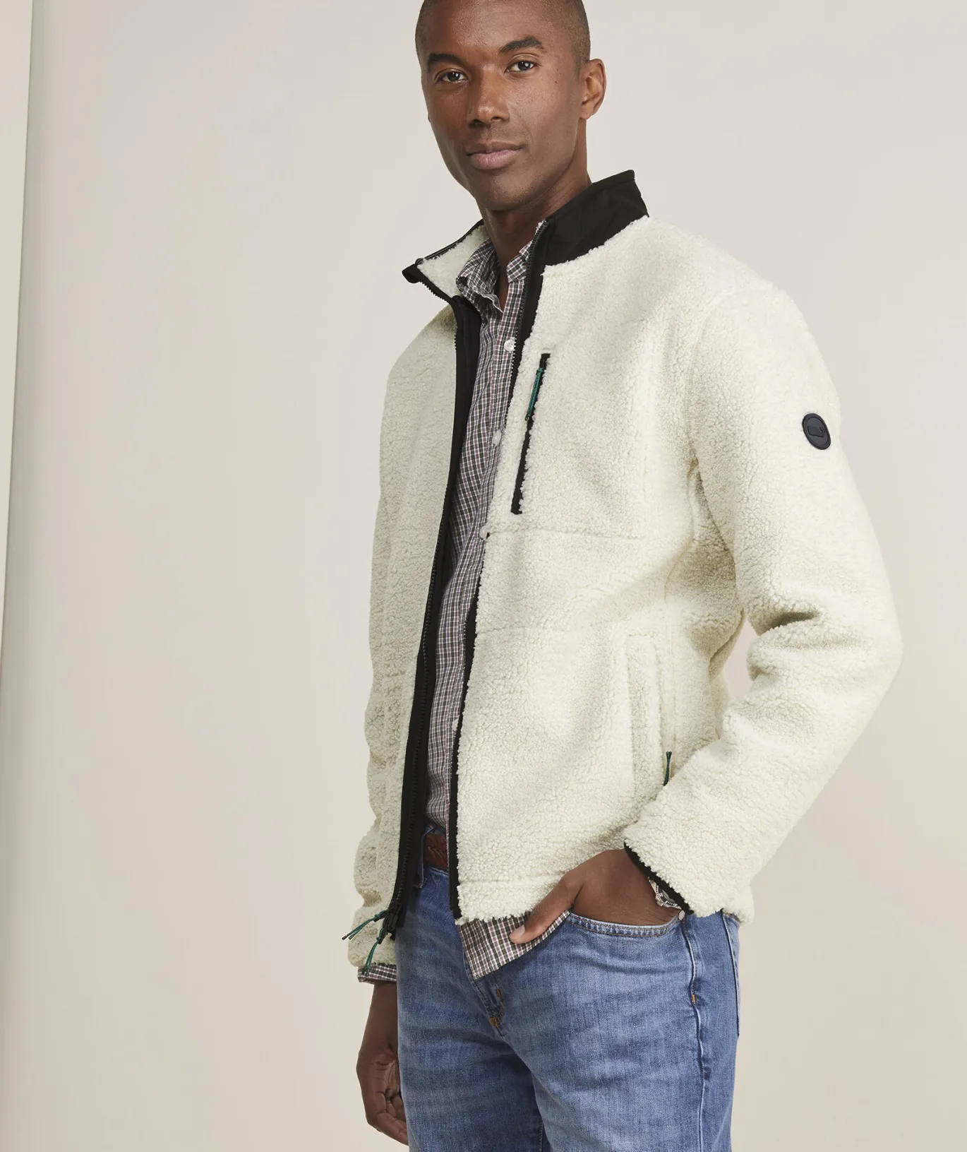 Vineyard Vines On-The-Go Sherpa Full-Zip Jacket Stone Discount