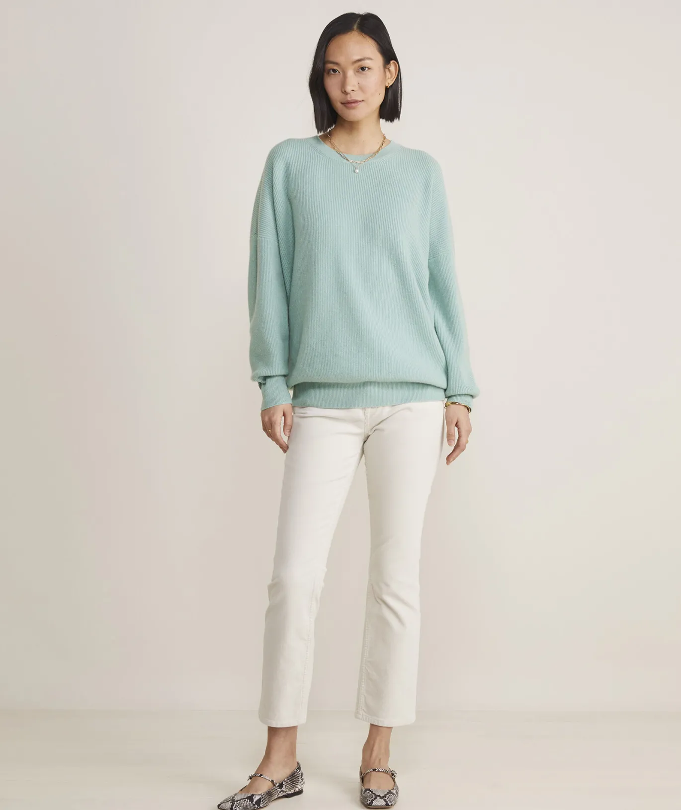 Vineyard Vines Oversized Ribbed Luxe Crewneck Sweater Mint Sprig Flash Sale
