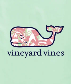 Vineyard Vines Palm Leaves Sunset Scene Short-Sleeve Dunes Tee Stone Heather Best
