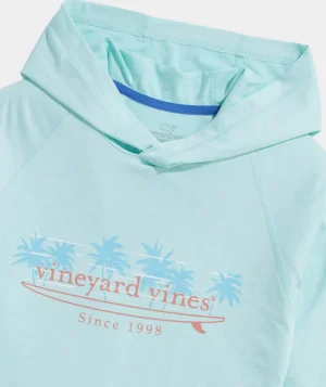 Vineyard Vines Palm Tree Surf Logo Long-Sleeve Harbor Performance Tee Is Paradise Heather Cheap