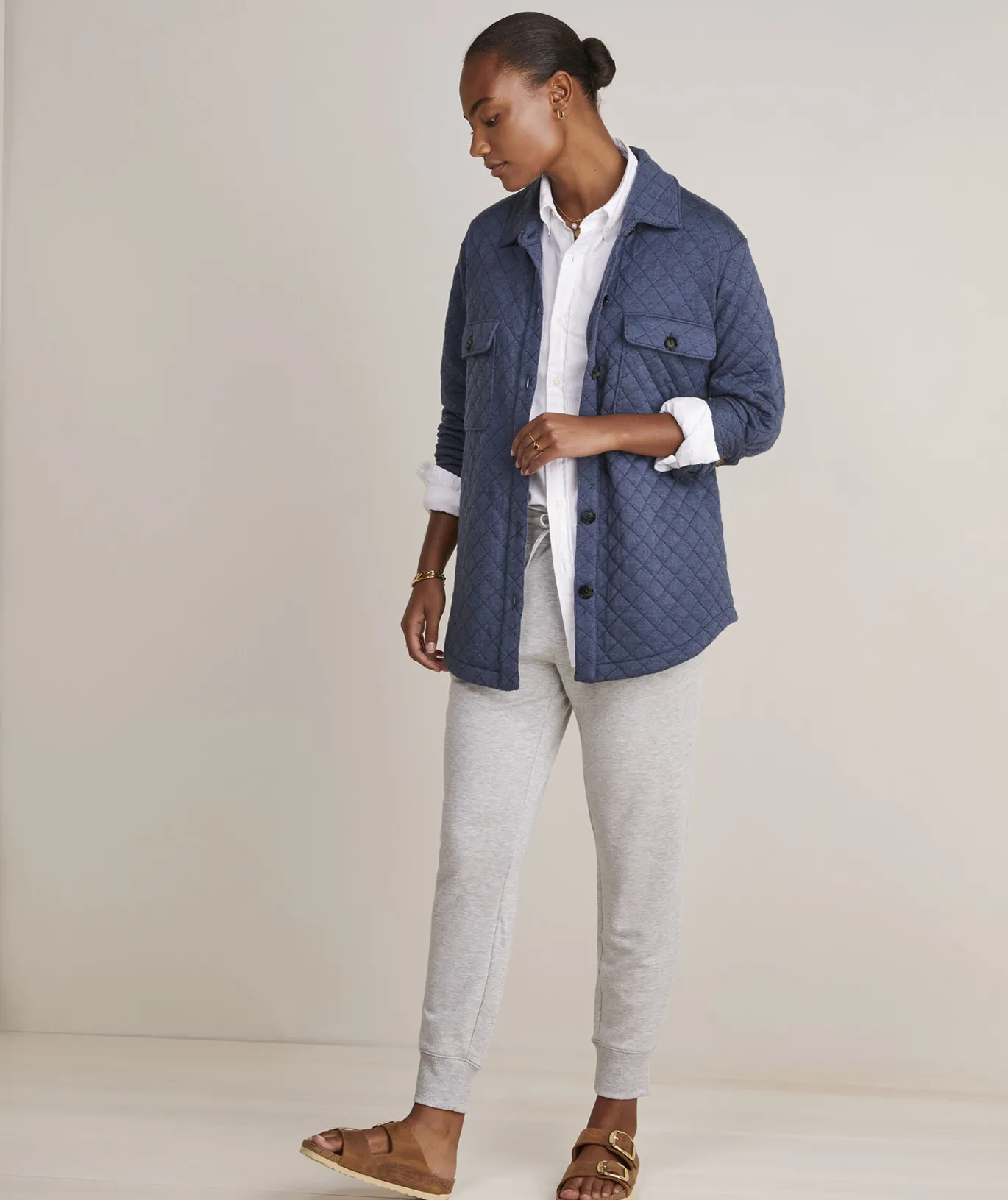 Vineyard Vines Quilted Dreamcloth® Shirt Jacket Officer Khaki Hthr Cheap