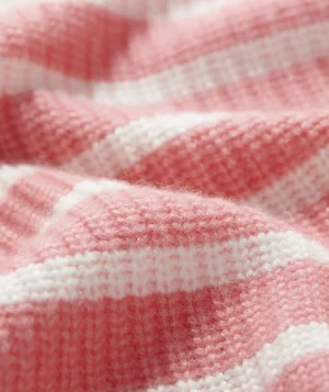 Vineyard Vines Ribbed Cashmere Stripe Polo Sweater Marshmallow Hot