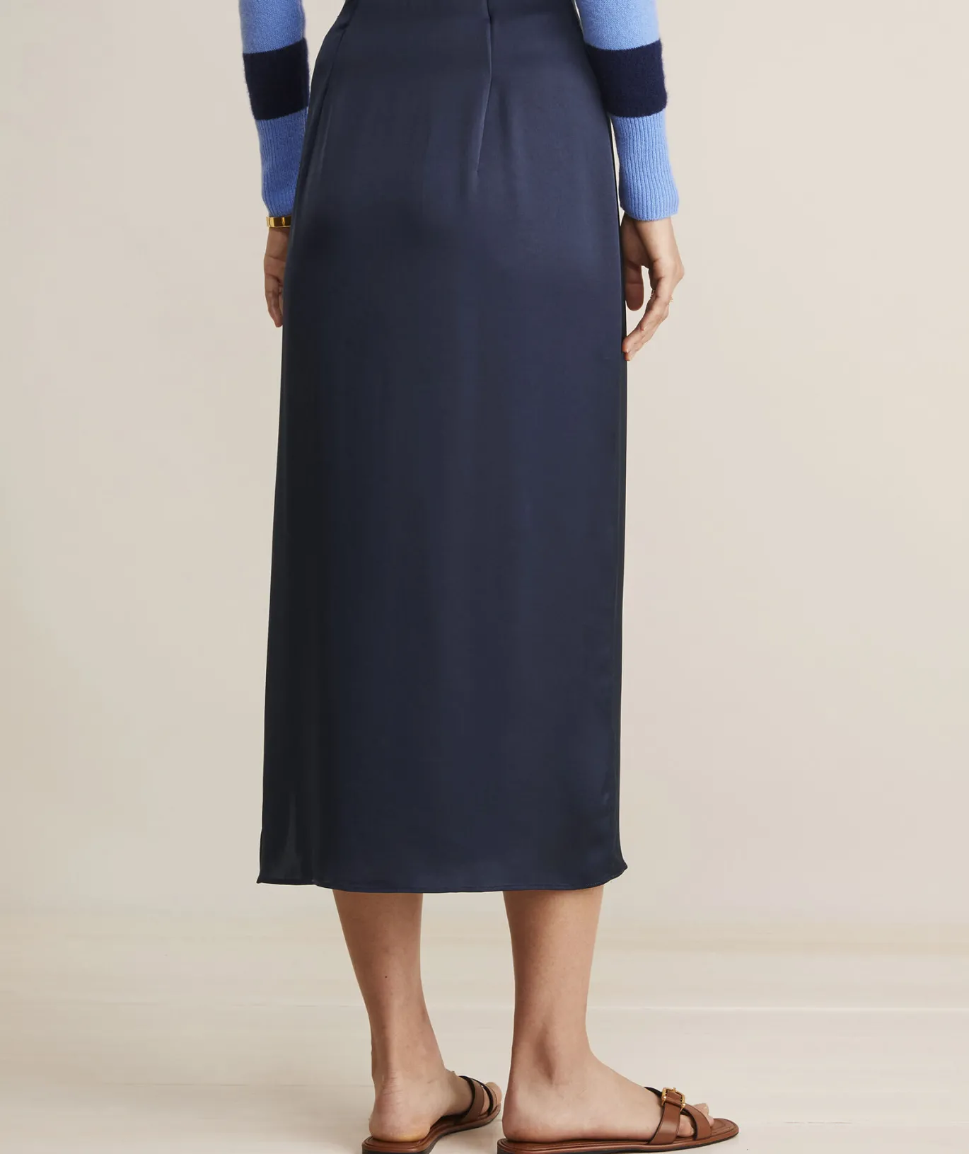 Vineyard Vines Satin Midi Slip Skirt Nautical Navy Best