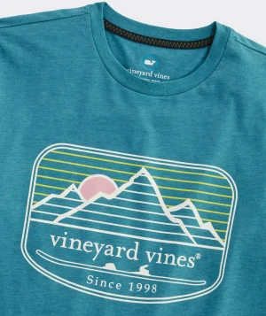 Vineyard Vines Scenic Mountain Long-Sleeve Dunes Tee Teal Bay Heather Outlet