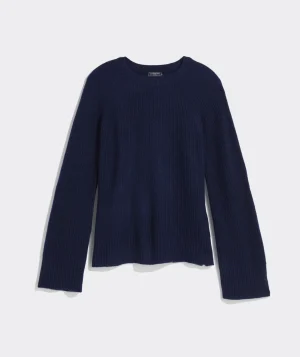 Vineyard Vines Seaspun Cashmere Ribbed Crewneck Sweater Tequila Sunrise Sale