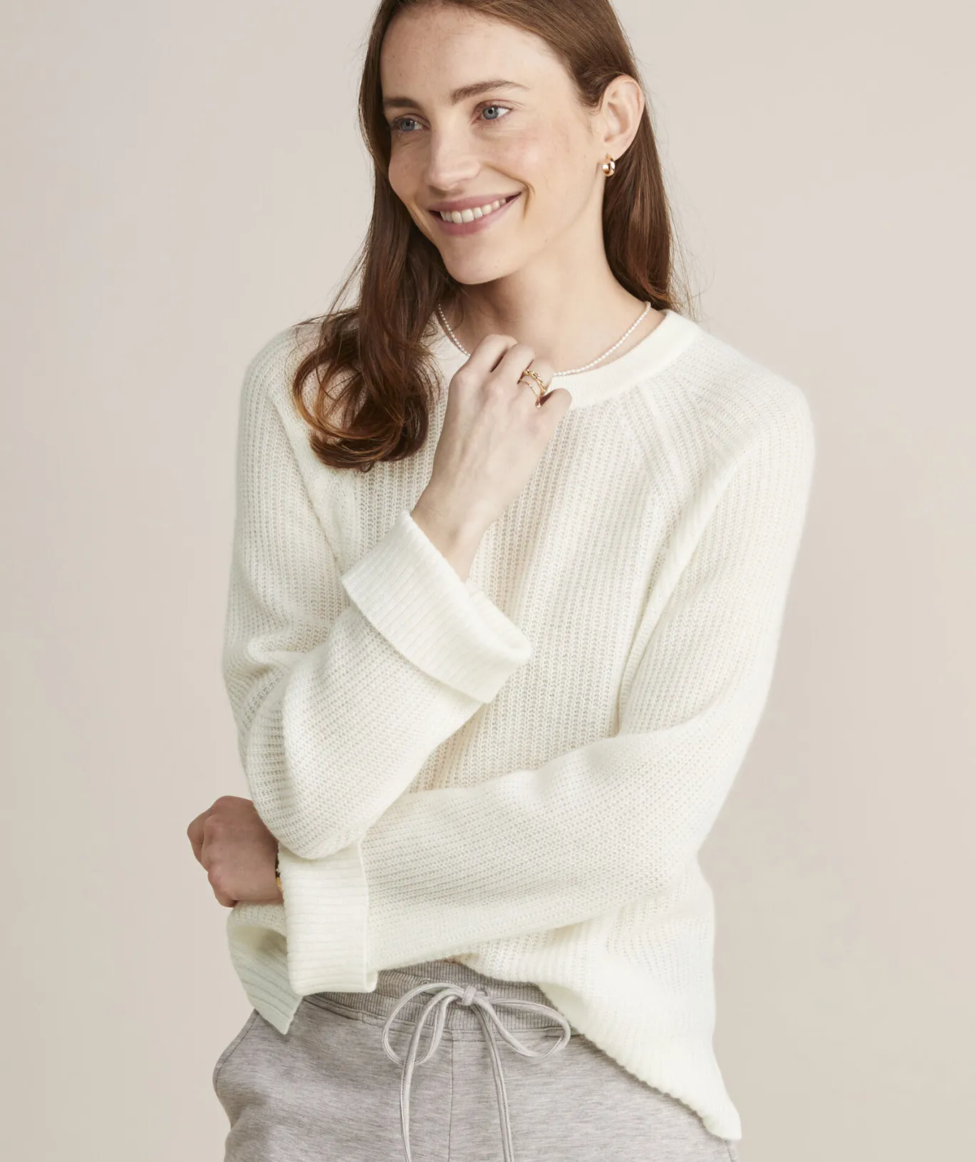 Vineyard Vines Seaspun Cashmere Ribbed Crewneck Sweater Aqua Ocean Heather Fashion