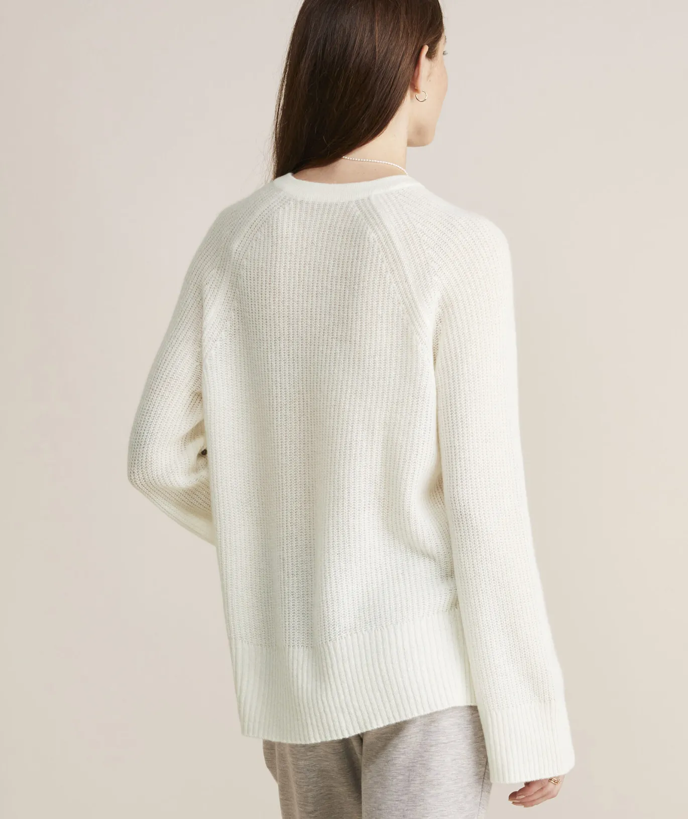 Vineyard Vines Seaspun Cashmere Ribbed Crewneck Sweater Aqua Ocean Heather Fashion