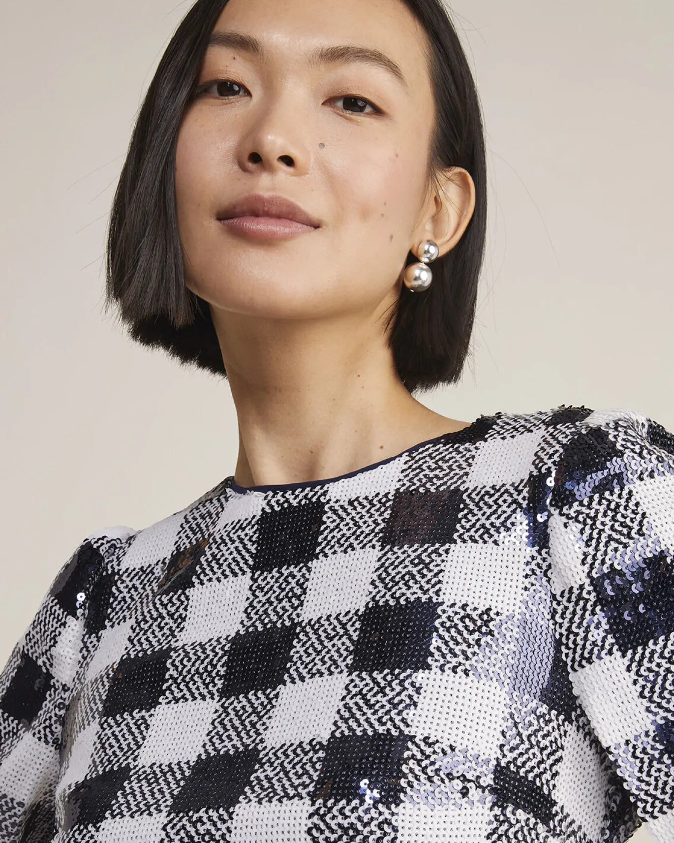 Vineyard Vines Sequin Check Dress Sequin Gingham-Navy Clearance