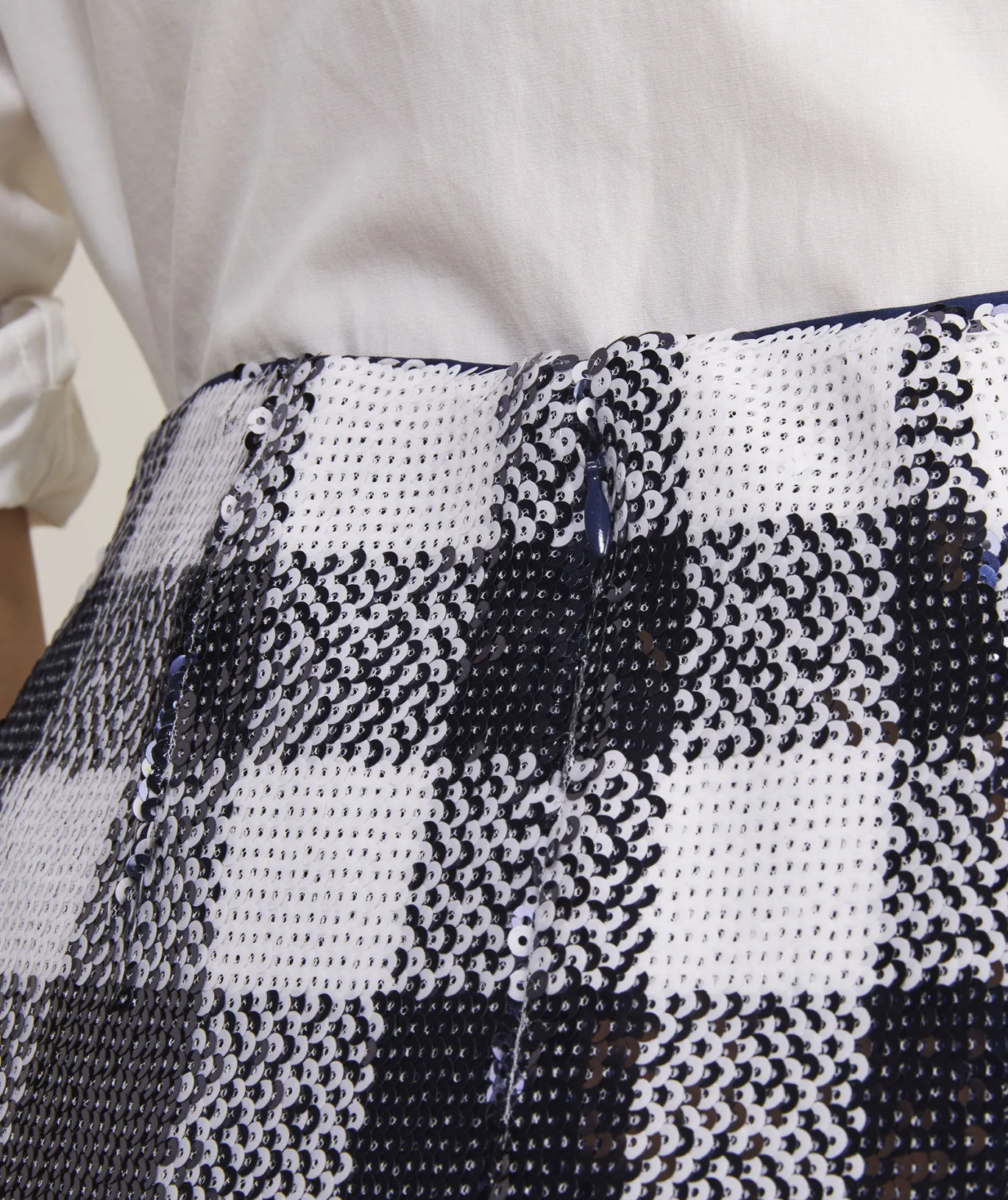 Vineyard Vines Sequin Check Midi Skirt Sequin Gingham-Navy New