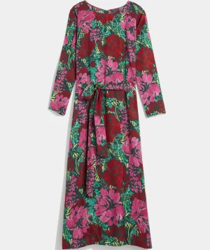 Vineyard Vines Silk Twill Maxi Dress Brush Floral - Green Sale