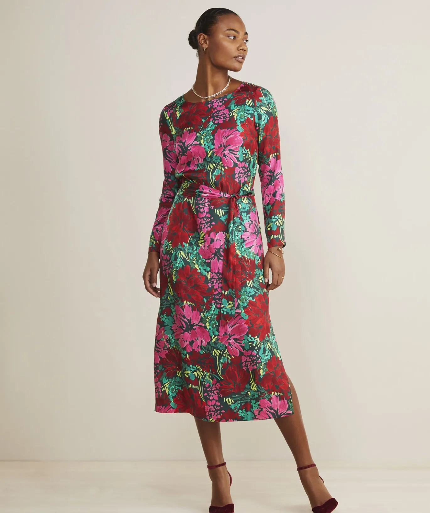 Vineyard Vines Silk Twill Maxi Dress Brush Floral - Green Sale
