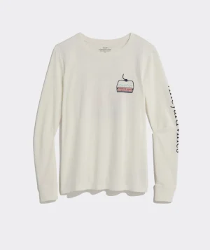 Vineyard Vines Ski Lodge Whale Long-Sleeve Pocket Tee Med Grey Heather Clearance