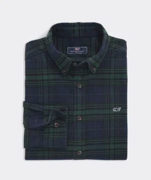 Vineyard Vines Stretch Flannel Blackwatch Shirt Plaid- Green Cheap