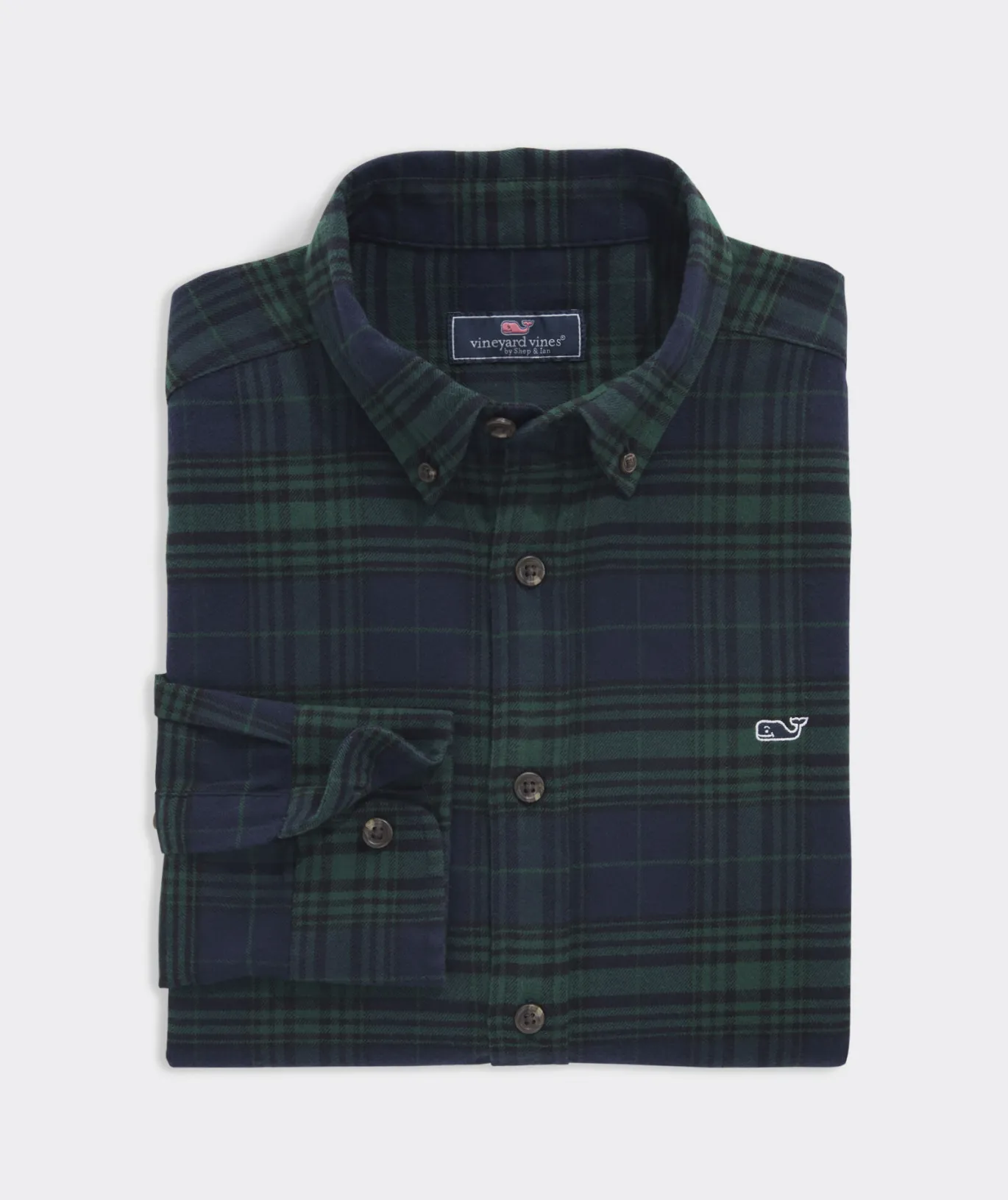 Vineyard Vines Stretch Flannel Blackwatch Shirt Plaid- Green Cheap
