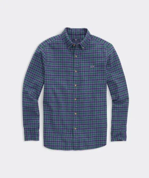 Vineyard Vines Stretch Flannel Check Shirt Chk Turf Green Hot
