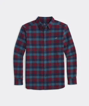 Vineyard Vines Stretch Flannel Plaid Shirt Blue Coral Cheap