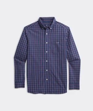Vineyard Vines Stretch Poplin Check Shirt Red Velvet Best