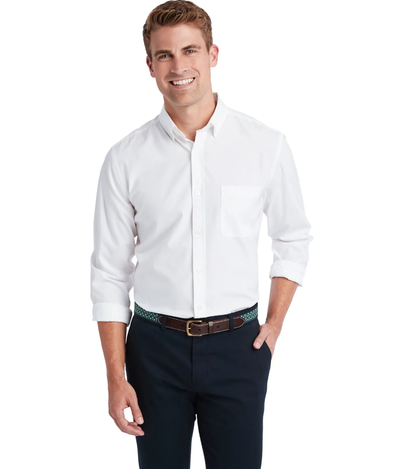 Vineyard Vines Stretch Poplin Solid Shirt White Cap Hot