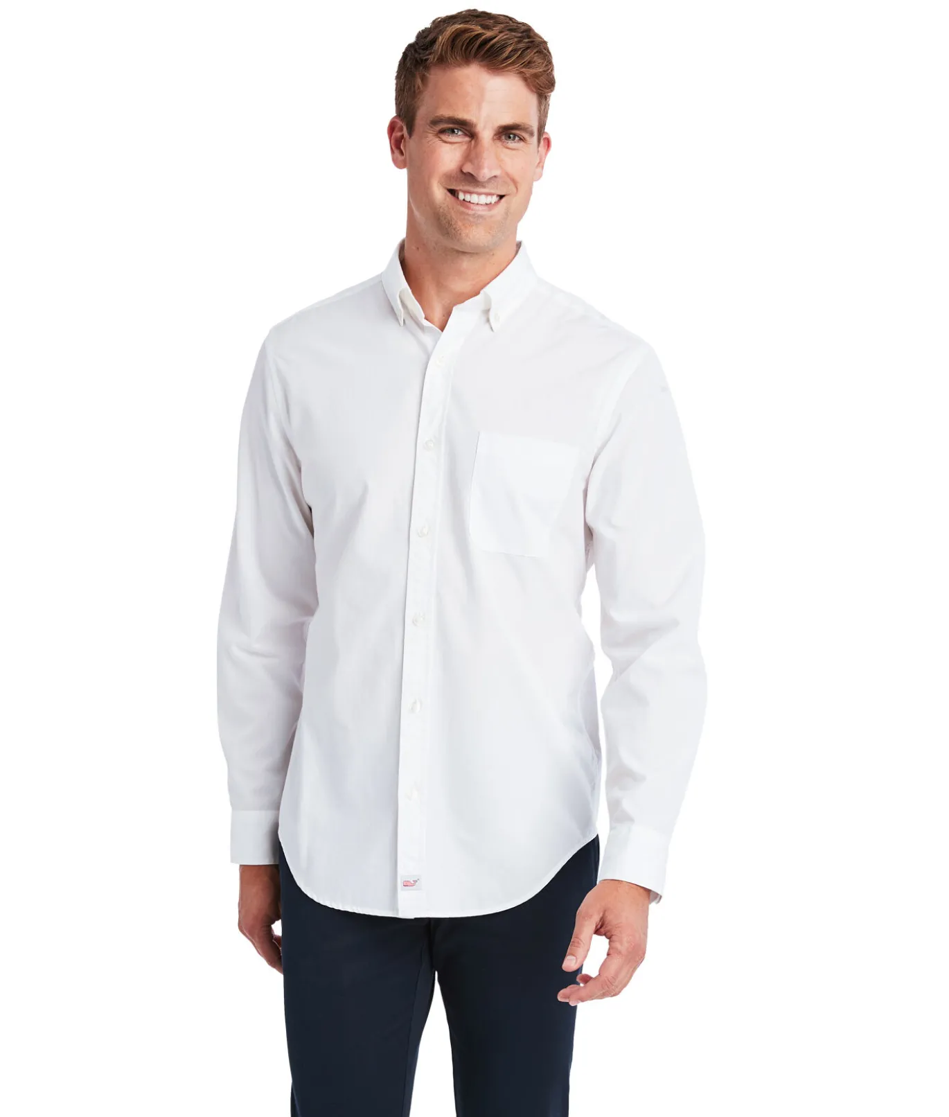 Vineyard Vines Stretch Poplin Solid Shirt White Cap Hot