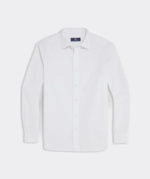 Vineyard Vines Stretch Poplin Solid Spread Collar Shirt White Cap Discount