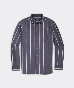 Vineyard Vines Stretch Poplin Stripe Spread Collar Shirt Naut Navy STP Discount