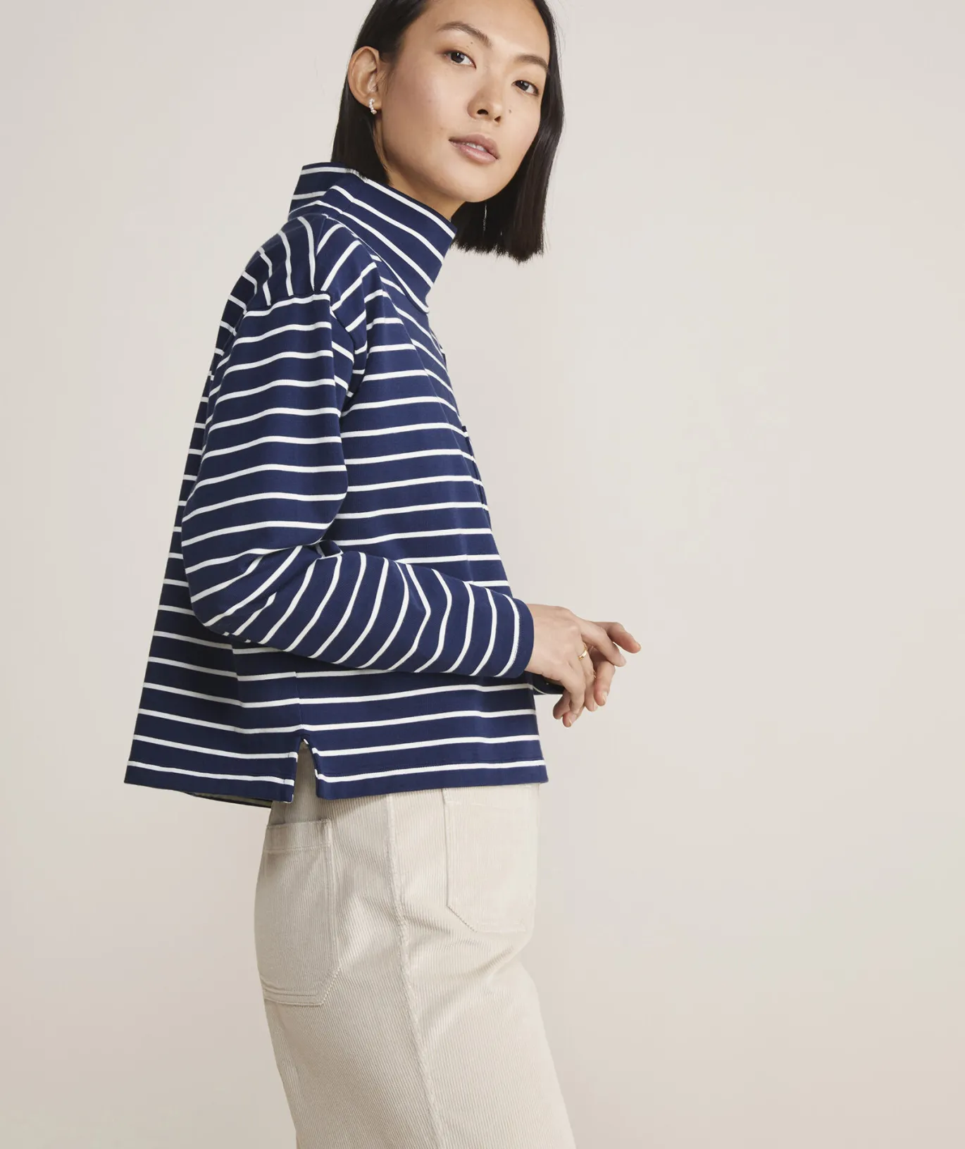 Vineyard Vines Striped Jamestown Funnel-Neck Tee HS - Marsh/Coastline Fashion