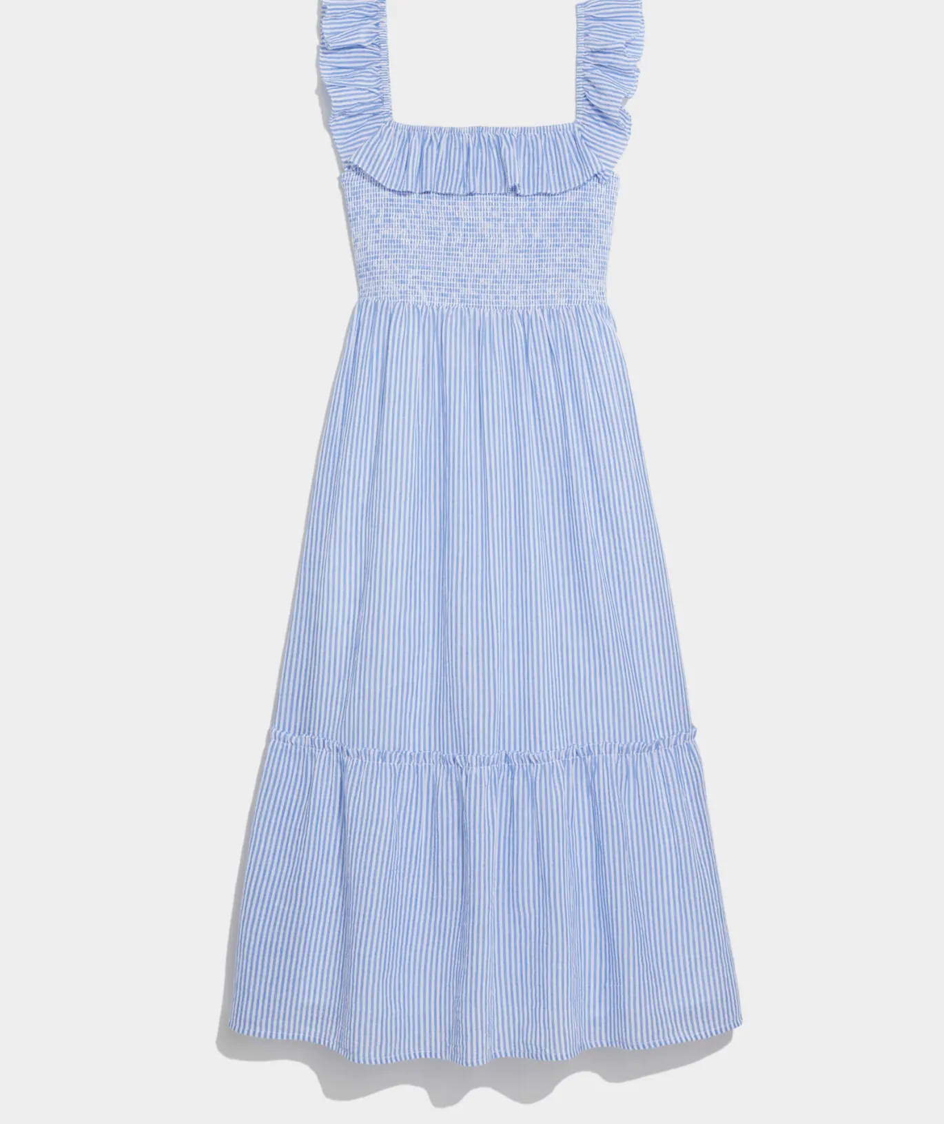 Vineyard Vines Striped Smocked Midi Dress Feeder - Hull Blue Flash Sale