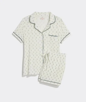 Vineyard Vines Super-Soft Printed Knit Pajama Short Set Pineapple - Aqua Cheap